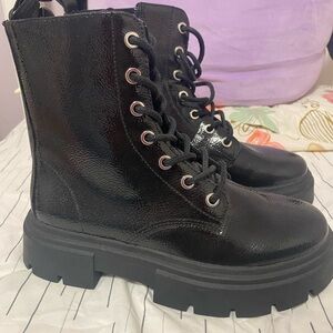 Black Lace-Up Combat Boots